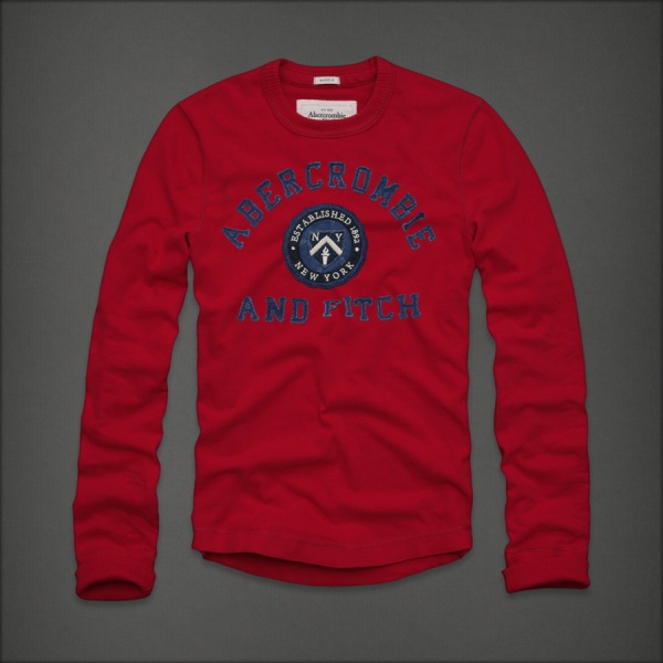 Abercrombie Fitch Hombres De Cuello Redondo Largo Remera AF5916